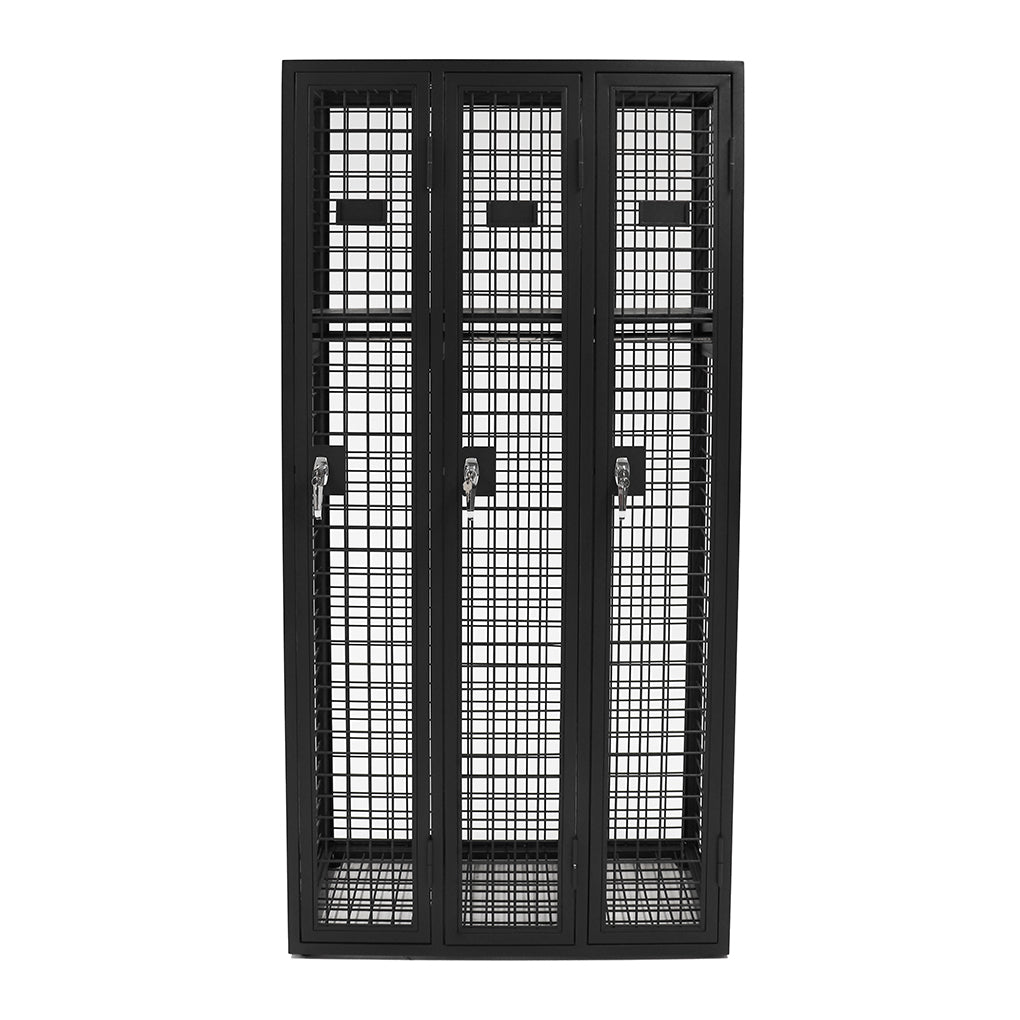 Steel Mesh 3 Door Locker front view in graphite ripple finish