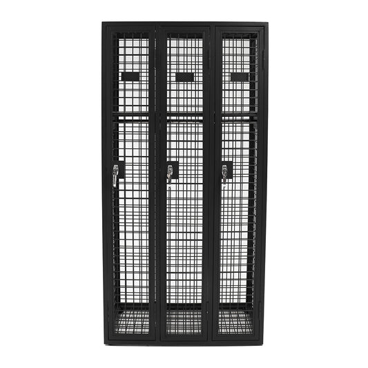 Steel Mesh 3 Door Locker front view in graphite ripple finish
