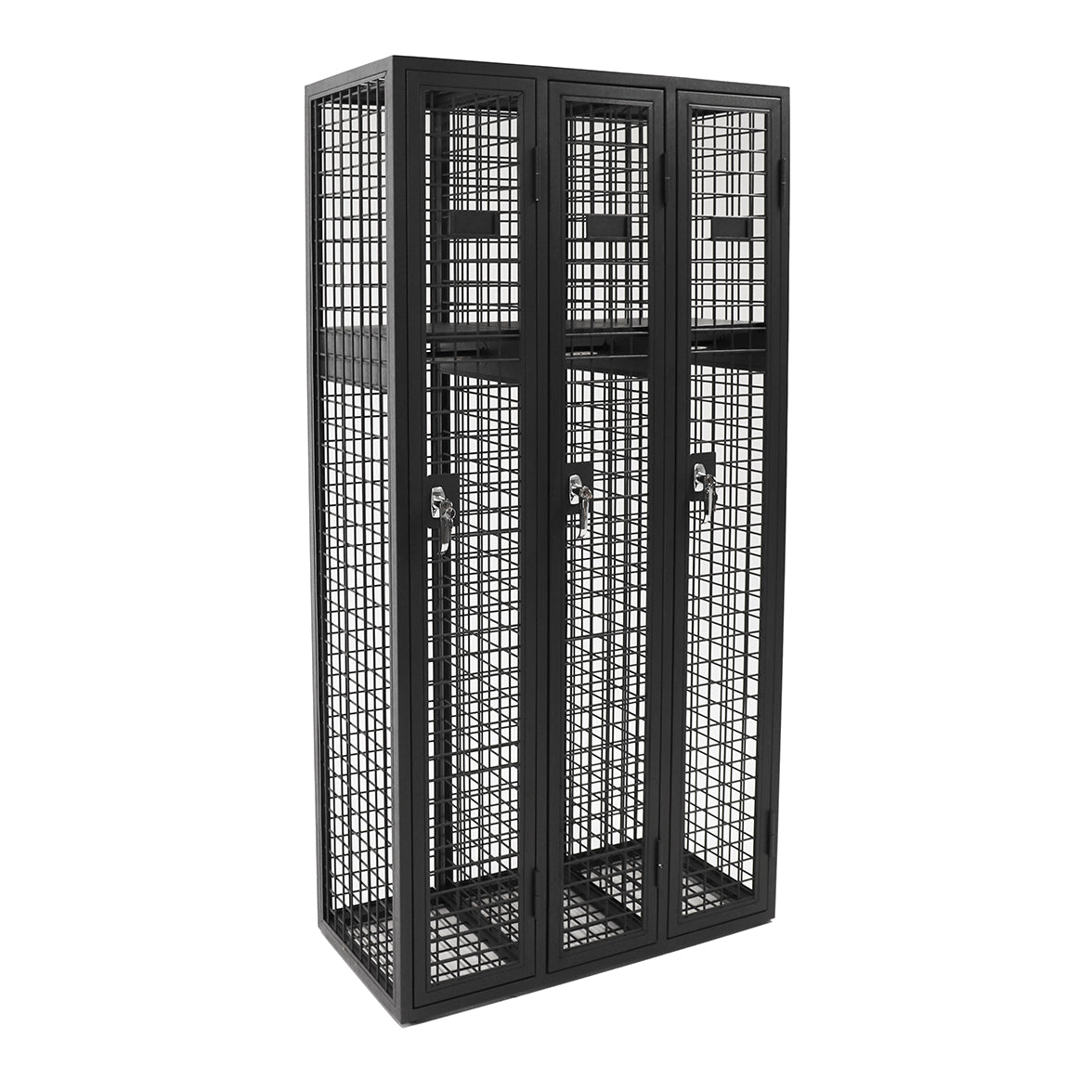 Steel Mesh 3 Door Locker angled view showing mesh doors